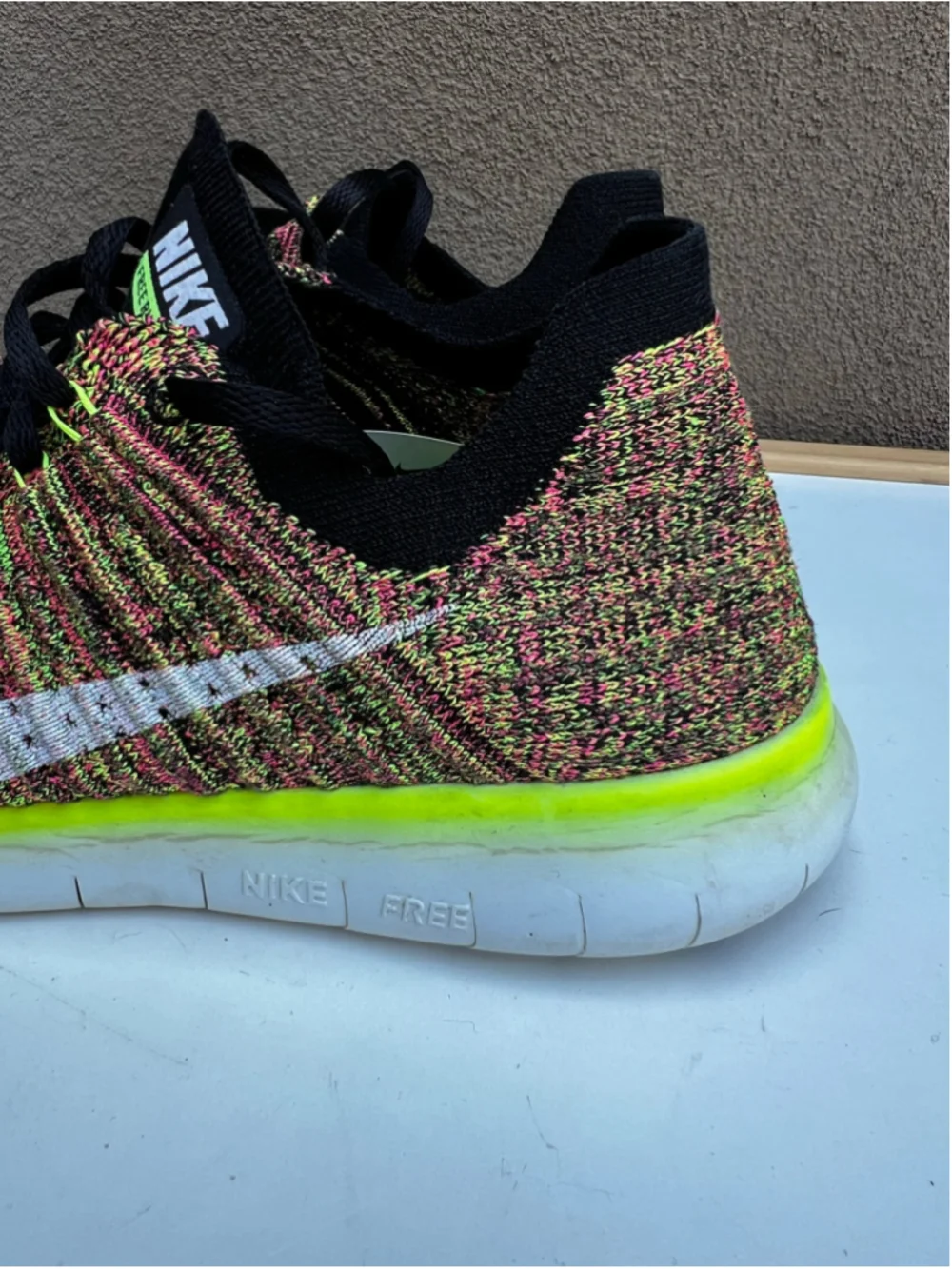 Nike Free RN Flyknit Shoes Womens 9.5 Yellow Multicolor Running Lace Up - Picture 5 of 13